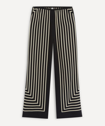 Totême Monogram Silk Jacquard Slacks In Black Placement Print