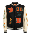 OFF-WHITE LEATHER-TRIM GRAPHIC BOMBER JACKET