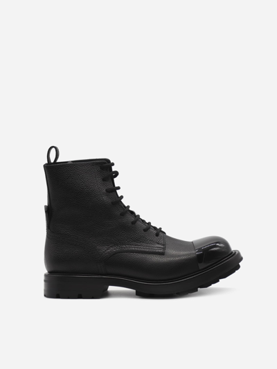 Alexander Mcqueen Wander Leather Boots In Black