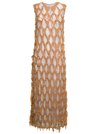 Maison Margiela Distressed-overlay Silk Dress In Beige
