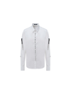 Dolce & Gabbana White Crystal Embellished Collared Shirt Top In Bianco Ottico