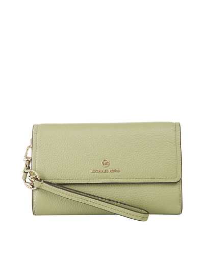Michael Michael Kors Lg Flap Phn Wristlet In Light Sage