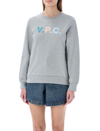 Apc Suzie Flocked-logo Sweatshirt In Heater Grey