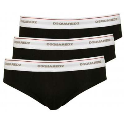 Dsquared2 Pack Of Three Logo-jacquard Cotton-blend Briefs In Black