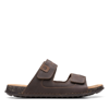 Clarks Crestview East Mens Leather Adjustable Slide Sandals In Brown