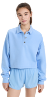 Alo Yoga Cropped Cotton-blend Jersey Sweatshirt In Tile Blue