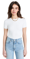 Good American Scuba Crewneck Short-sleeve Bodysuit In White001