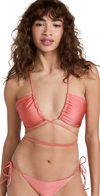 Jade Swim Livi Front-tie Bikini Top In Coral Sheen