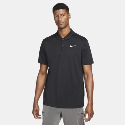 Nike Men's Court Dri-fit Tennis Polo In Black/ White