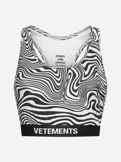 Vetements Zebra Print Jersey Sport Bra In Multicolor