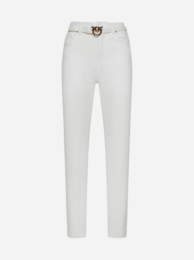 Pinko Susan 24 Logo-belt Jeans In Bianco