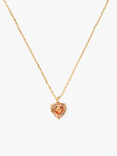 Kate Spade Gold-tone Birthstone Heart Pendant Necklace, 16" + 3" Extender In Topaz