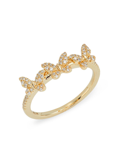 Saks Fifth Avenue Women's 14k Yellow Gold & Pavé Diamond Butterfly Ring
