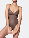 Item M6 All Mesh Shape Thong Bodysuit In Brown