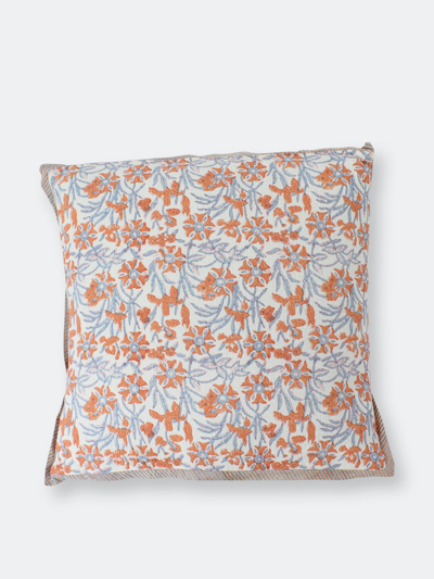 Mela Artisans Native Narrative Floral Pattern Jacquard Pillow In Blue