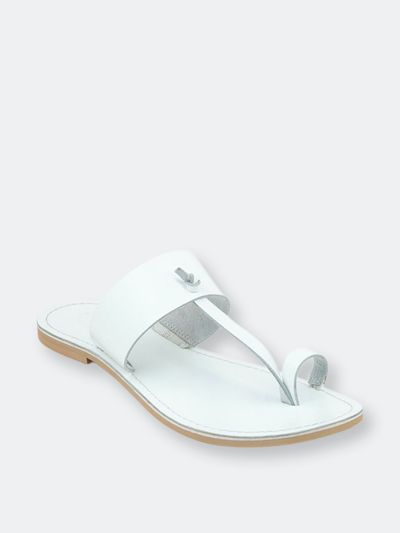 Rag & Co Leona White Thong Flat Sandals