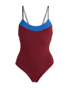S AND S S AND S WOMAN ONE-PIECE SWIMSUIT BURGUNDY SIZE 6 POLYAMIDE, ELASTANE