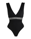 S AND S S AND S WOMAN ONE-PIECE SWIMSUIT BLACK SIZE 4 POLYAMIDE, ELASTANE