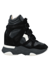 Isabel Marant Balskee Leather And Suede High-top Wedge Sneakers In Black