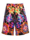 Dolce & Gabbana Multicolor Bermuda Shorts With All-over Hawaiian Print And Drawstrig In Silk Man In Multicolor