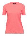 THEORY THEORY WOMAN T-SHIRT CORAL SIZE L COTTON