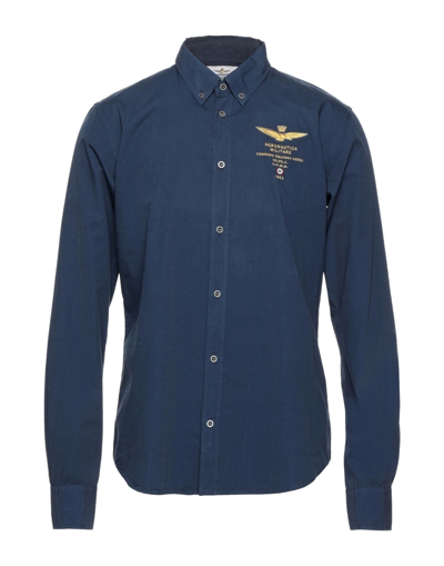 Aeronautica Militare Shirts In Dark Blue