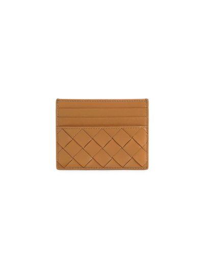 Bottega Veneta Women's Intrecciato Leather Card Case In Caramel