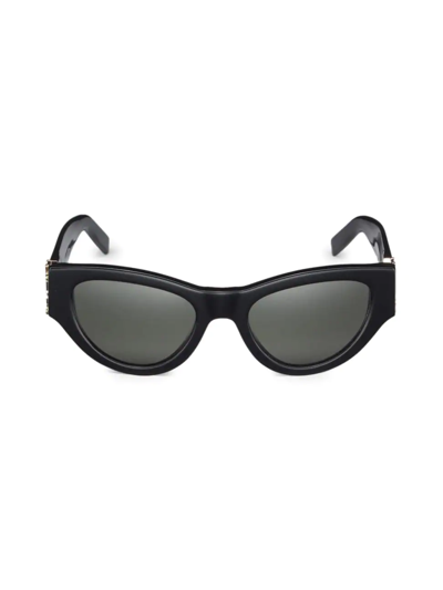 Saint Laurent Women's Monogram 53mm Cat Eye Sunglasses In Shiny Black