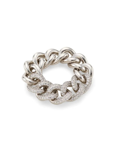 Adriana Orsini Women's Elevate Rhodium-plated Cubic Zirconia Pavé Curb Chain Ring