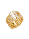 ADRIANA ORSINI WOMEN'S VERITAS 18K GOLDPLATED CUBIC ZIRCONIA TWIST RING