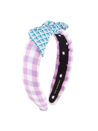 Lele Sadoughi Iris Mixed-print Fabric Slim Headband In Neutral