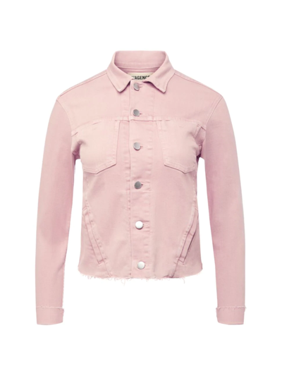 L Agence L'agence Janelle Slim-fit Raw Denim Jacket In Dusty Pink
