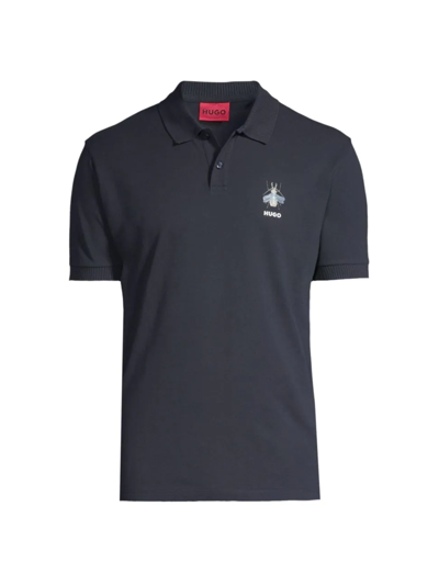 Hugo Boss Dichio Cyber Bug Polo Shirt In Dark Blue