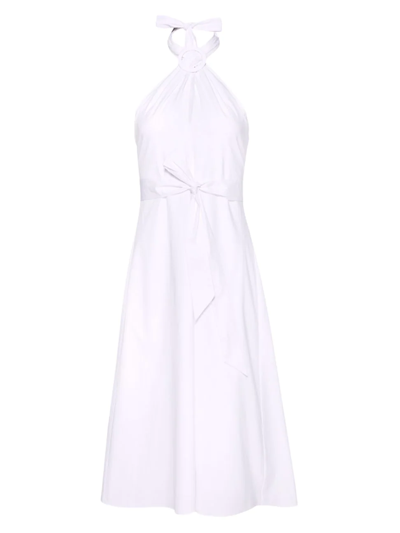 Staud Kai Stretch Cotton Halter Dress In White