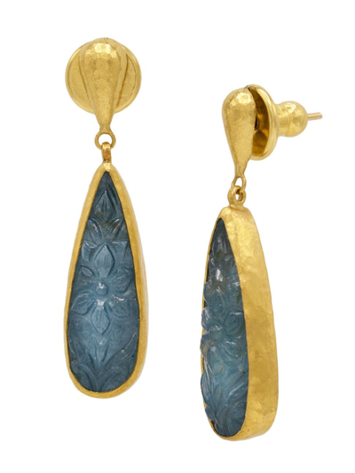 Gurhan 18k & 24k Yellow Gold & Aquamarine Drop Earrings