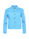 L Agence Janelle Slim Cropped Jean Jacket With Raw Hem In Baltic Sea