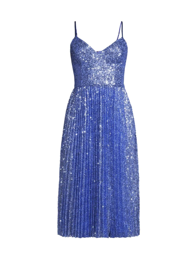 Aidan Mattox Sequined Midi-dress In Blue