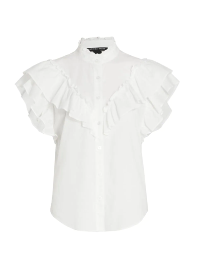 Veronica Beard Jaliyah Ruffled Cotton Button-front Shirt In White