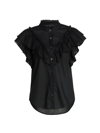 Veronica Beard Jaliyah Ruffled Cotton Button-front Shirt In Black