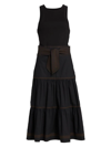 Veronica Beard Austyn Belted Midi-dress In Black