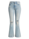 MOTHER WOMEN'S THE WEEKENDER FRAY MID-RISE DISTRESSED STRETCH FLARE JEANS