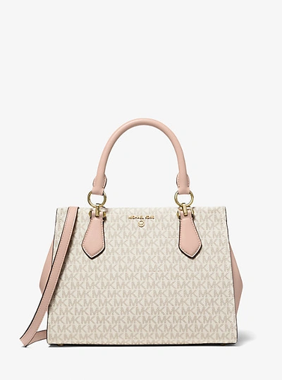 Michael Kors Marilyn Medium Logo Satchel In Pink