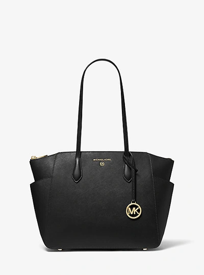 Michael Kors Marilyn Medium Saffiano Leather Tote Bag In Black