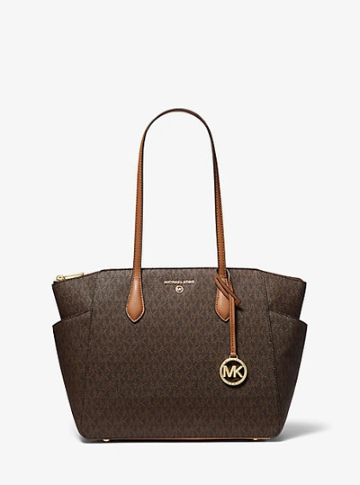 Michael Kors Marilyn Medium Logo Tote Bag In Brown