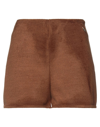 SOUVENIR SOUVENIR WOMAN SHORTS & BERMUDA SHORTS BROWN SIZE M POLYESTER, ACRYLIC, WOOL