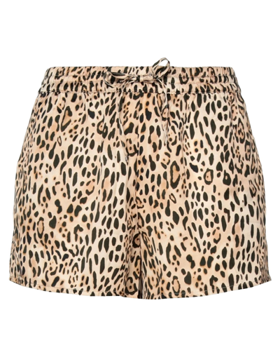 Mc2 Saint Barth Animalier Print Woman Shorts In Beige