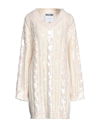 Moschino Wool And Alpaca Dress With Sequins In Beige
