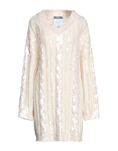 MOSCHINO MOSCHINO WOMAN MINI DRESS BEIGE SIZE 6 ACRYLIC, ALPACA WOOL, WOOL, POLYAMIDE, PVC - POLYVINYL CHLORI