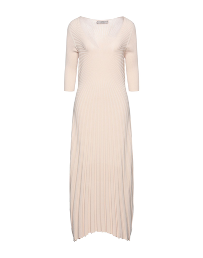 D Exterior Midi Dresses In Beige
