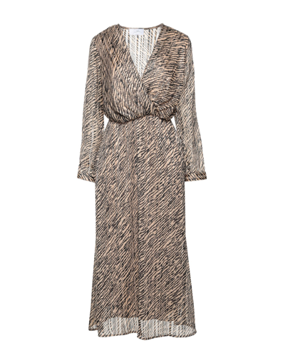 Soallure Woman Midi Dress Beige Size 4 Polyester, Metal
